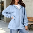 thumbnail image 2 of Resicozy Womens Zip Up Hoodies 2026 Long Sleeve Fall Winter Oversized Sweatshirts Zipper Oversized Cute Jackets with Pocket Sky Blue S, 2 of 4