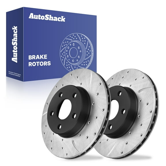 AutoShack Front Vented Drilled & Slotted E-Coated Brake Rotors 2-PC Set Replacement for 1992-2005 Chevrolet Cavalier 1995-2005 Pontiac Sunfire 1990-1998 Buick Skylark ShadowGuard 10.2" (259 mm)
