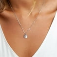 thumbnail image 3 of Turandoss Dainty Interlocking Circles Pendant Necklace for Women 14K White Gold Plated Stackable Bar Hammered Disc Jewelry Trendy Personalized Birthday Gifts for Her Girls, 3 of 8