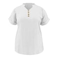 thumbnail image 6 of UAMVSH Plus Size Tops for Women Short Sleeve Tunic Shirts Textured Casual Button V Neck Oversized T-Shirt Summer Clothes, 6 of 6