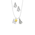 thumbnail image 2 of Delight Jewelry Silvertone Love with Yellow Paw Silver tone Zig Zag Christmas Tree Charm Necklace and Stud Earrings, 2 of 4