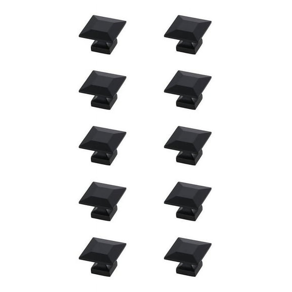 Elegant Decor Cecil 1.3" Matte Black Square Knob Multipack (Set of 10)