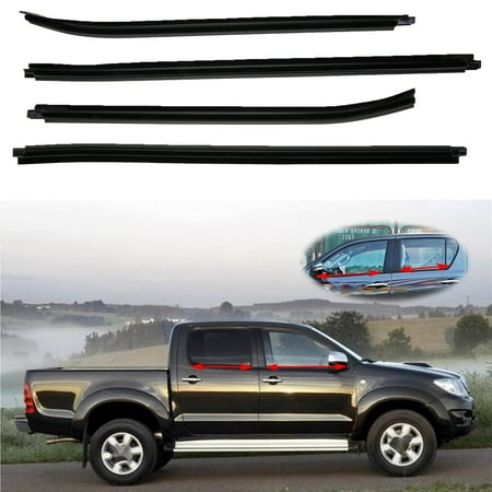 SAYFUT 4-Pack Car Outside Window Moulding Weatherstrip Seal Belt Auto Window Rubber Moulding Trim Weatherstrip For TOYOTA HILUX 2005-15