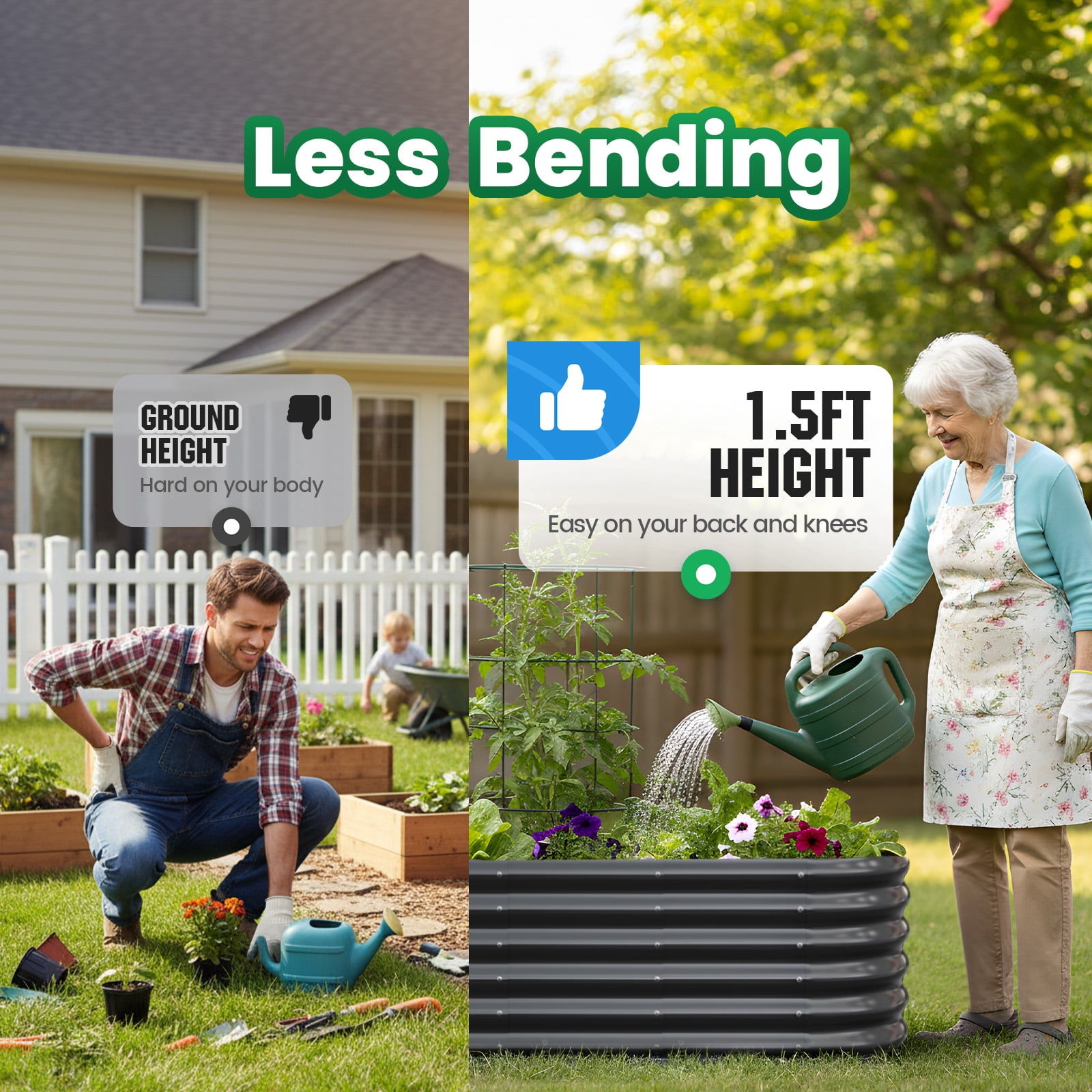 Quictent 6x3x1.5 ft Galvanized Tall Raised Garden Bed Kit, Oval Large Planting Box for Vegetables Outdoor Double Strengthened by Vertical Bar and Crossbar with Liner (Dark Grey)