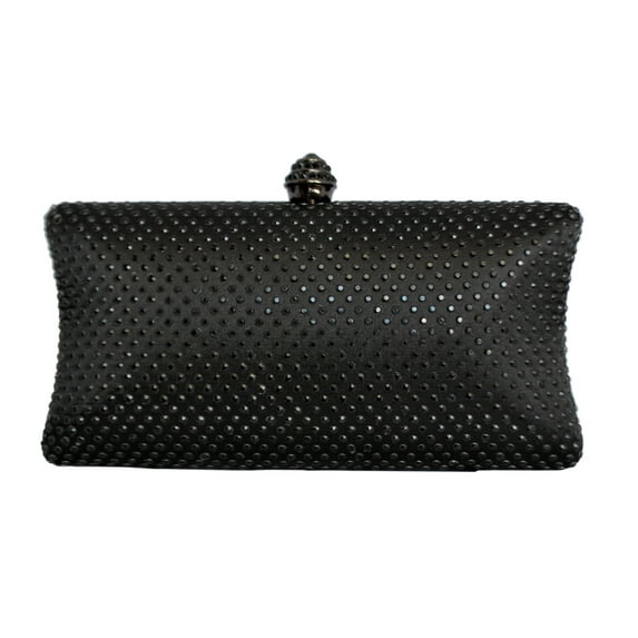 Chicastic Black Rhinestone Crystal Hard Box Wedding Cocktail Evening Clutch Bag