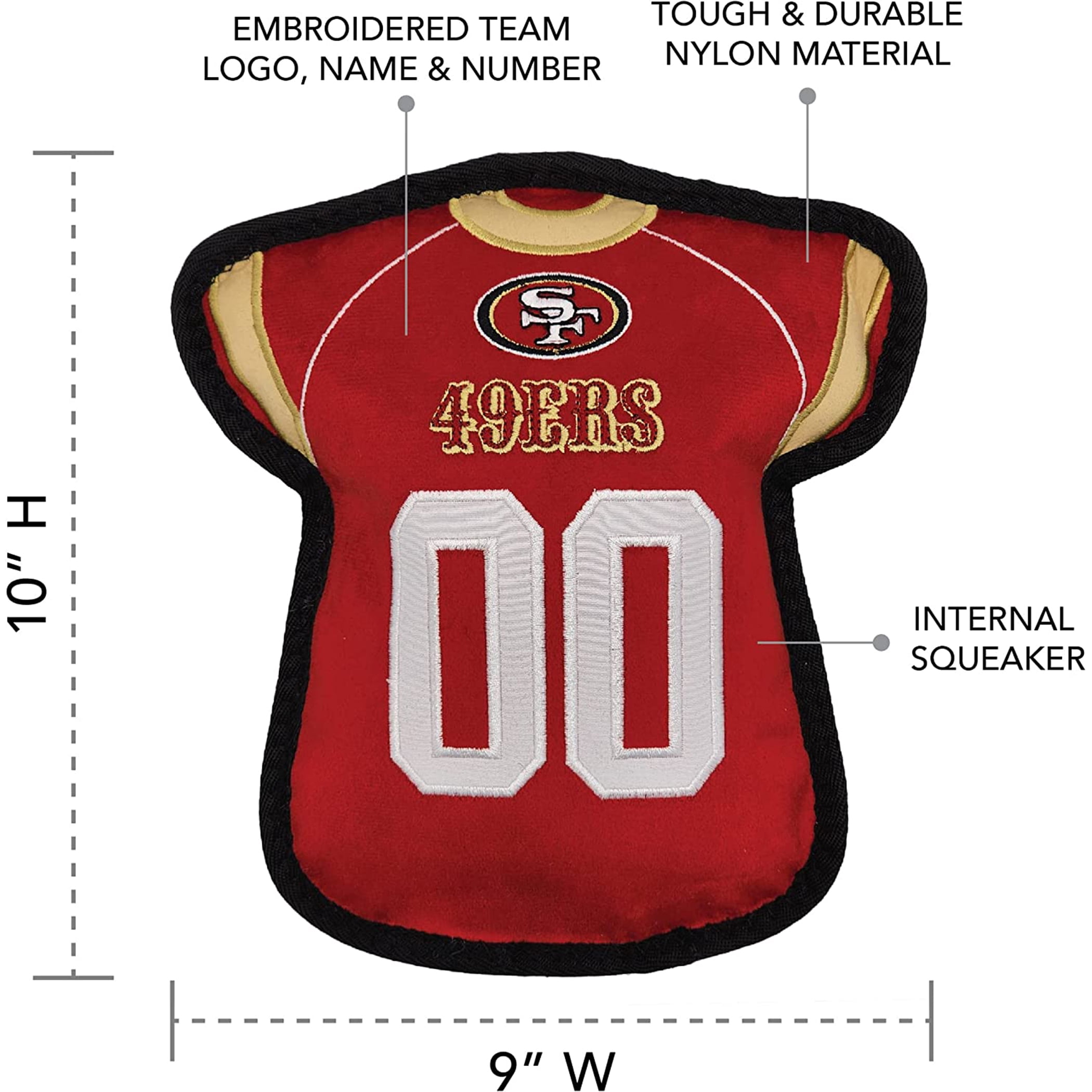 NFL Tough Jersey Pet Dog Toy Premium Quality with Built-in Squeaker Chew Toy