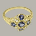 thumbnail image 6 of LBG British Made Stunning 10k Yellow Gold Natural Tanzanite & Diamond Womens Anniversary Ring - 33 size options - Size 8.5, 6 of 7
