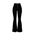 thumbnail image 5 of Scyoekwg Womens Jeans Button High Waisted Vintage Flare Jeans Casual Slim Wide Leg Bell Bottom Denim Pants Trouser Jeans (Black,XL), 5 of 5