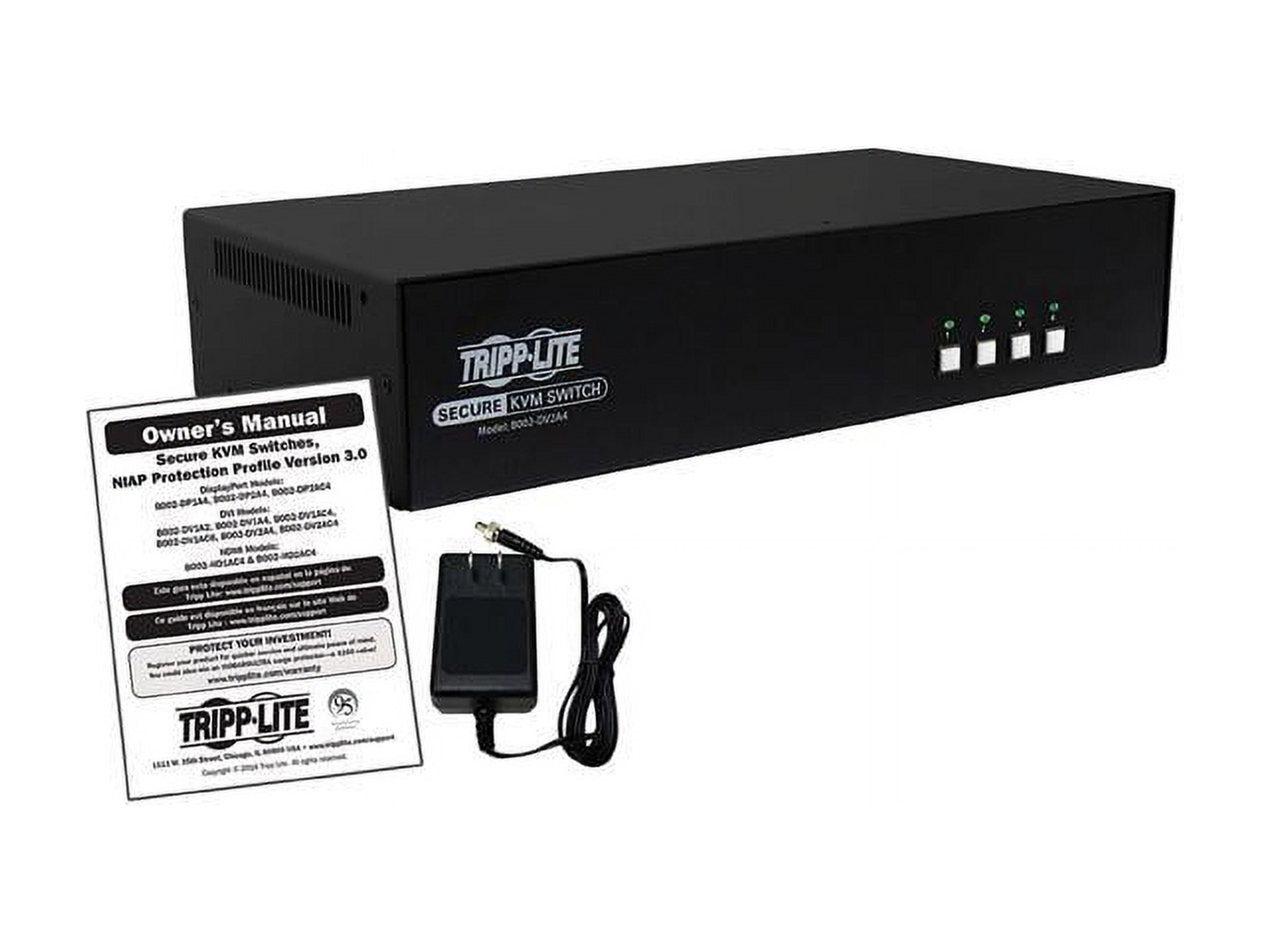 Tripp Lite 4 Port Secure KVM Switch, DVI to DVI, Dual Monitor, NIAP PP3.0 Certified, Audio, TAA-Compliant (B002-DV2A4) - image 4 of 4