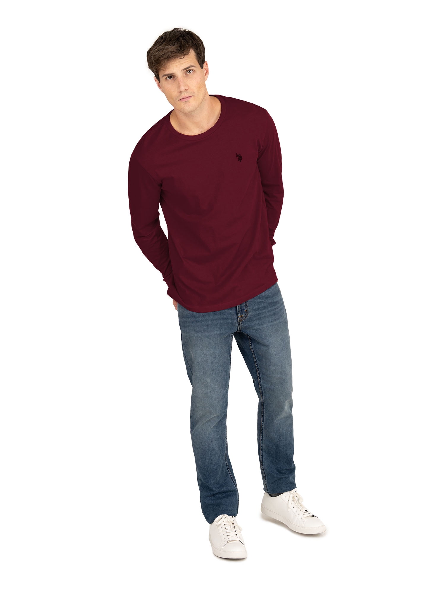U.S. Polo Assn. Men's Cotton Crewneck Tee with Long Sleeves, Sizes XS-3XL