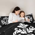 thumbnail image 5 of Homewish Initial Letter R Full Size Comforter Sets,Rustic Victorian Flower Bedding Comforter Set,White Damask Print Bedding Sets For Girl,Breathable Bedroom Decoration Reversible,3pcs, 5 of 8