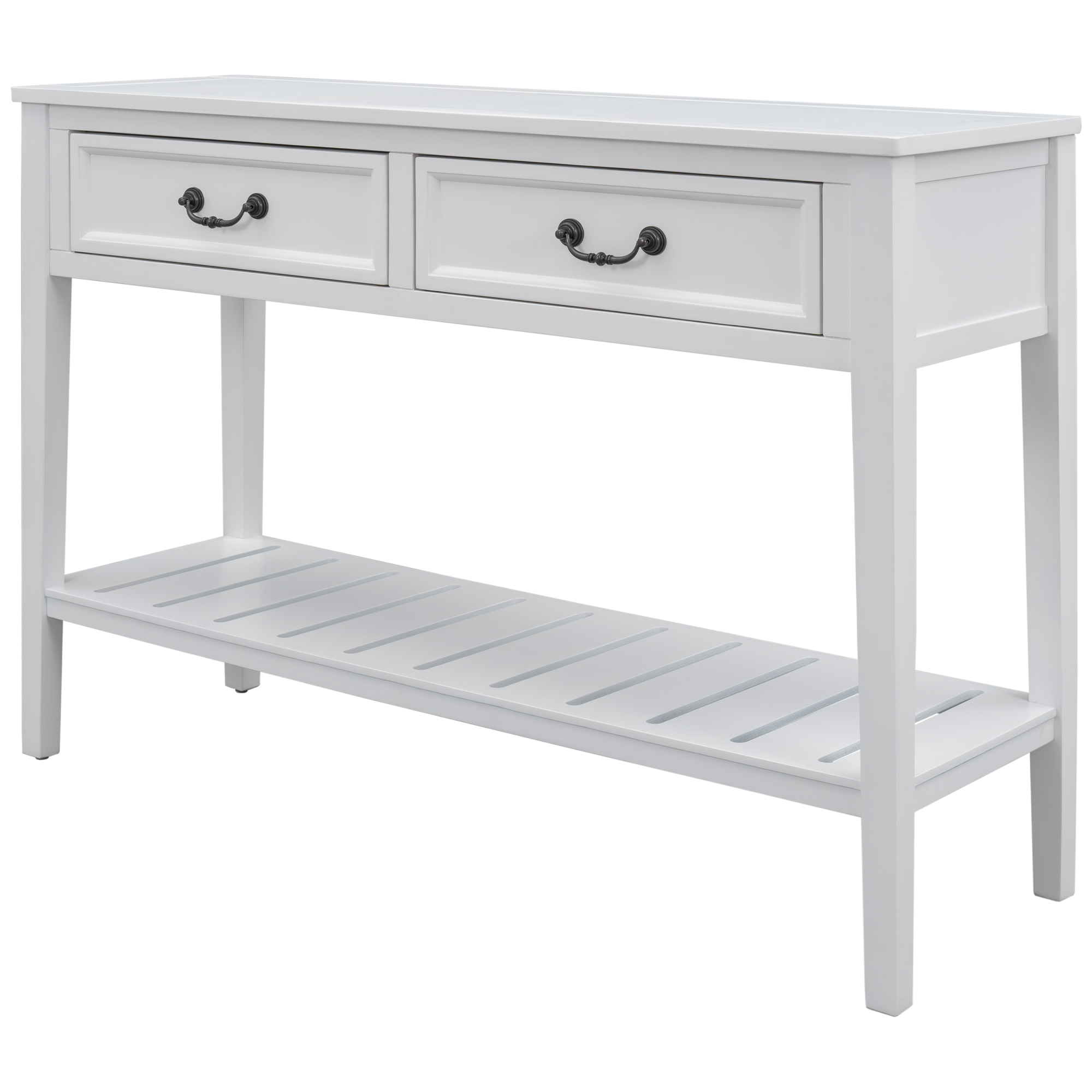 2Tier Display Shelf Entryway Table with Drawers and Long Shelf, Narrow Console Sofa