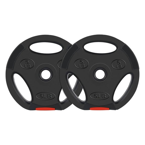 Open Box Signature Fitness Standard 5lb Olympic Weight Plate, Black (Set of 2)