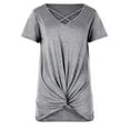 thumbnail image 5 of Womens Clothes Women's Fashion Casual Women's V-Neck Short Sleeve Solid Color Cross Top, 5 of 7