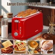 Toaster 4 Slice, Digital Stainless Toaster for Bagel, Defrost, Reheat, Dual Control, Removable Crumb Tray