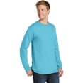 thumbnail image 4 of Port & Co Adult Male Men Plain Long Sleeves T-Shirt Tidal Wave 4X-Large, 4 of 6