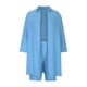 thumbnail image 4 of Conjunto de blusa y pantalones cortos de manga larga con cuello vuelto liso para mujer Wmkox8yi  bvn4009, 4 of 8