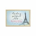 thumbnail image 1 of Eiffel Tower Wall Art with Frame, Perfect Day Eiffel Tower Polka Dot Handwriting Typography Sketch Paris Print, Printed Fabric Poster for Bathroom Living Room, 35" x 23", Blue Black, by Ambesonne, 1 of 2