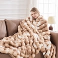 thumbnail image 2 of GEMBED Faux Fur Throw Blanket for Couch Fuzzy Soft Plush Thick Bubble Blanket for Living Room, 50x60 inches, Tie Dye Brown, 2 of 6