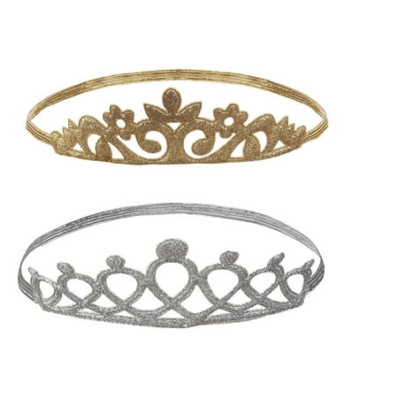 Ornate Crown Settings - Baby Ganz Princess Tiara Crown Headband 2 Pc. Set - Silver Open Loop, Gold Ornate