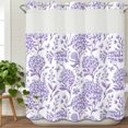 thumbnail image 3 of Purple Flowers No Hook Shower Curtain Waterproof, Bathroom Curtains with Snap in Liners and See Through Top Window, Botanical Floral Vintage Wildflower Hotel Style Bathtub Curtains Shower 72"Wx78"L, 3 of 8