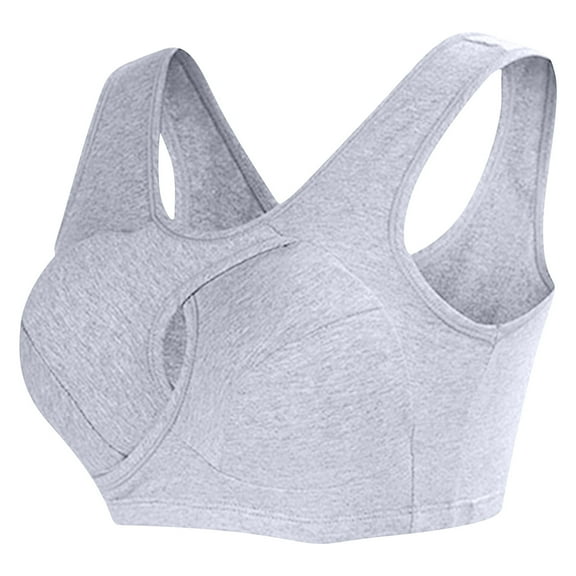 IFNWSV Sports Bras for Women Plus Size Cotton Tank Thin No Underwire Yoga Gym Back Smoothing Pullover Bra Gray 38BC