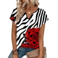 thumbnail image 5 of Odbmxy Tee Shirts for Women Plus Size Summer Short Sleeve V-Neck Womens Top Party Casual Shiny Loose Floral Black Tops, 5 of 7