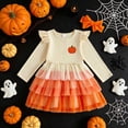 thumbnail image 2 of ASEIDFNSA Girls Halloween Ghost Dress with Headband Long Sleeves Tulle Skirt and Ruffle Hem (Orange,3-4 Years), 2 of 4