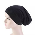 thumbnail image 3 of Women's Satin Silk Lined Sleep Cap, Slouchy, Turban, Baggie, Yoga Beanie, Chemo Hat, for Teens, Adults ( Grey, Black ), 3 of 5