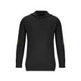 thumbnail image 3 of UVEASISHA Men's Shawl Collar Pullover Sweater Regular Fit Casual Button Mock Neck Knit Sweaters Knitted Soft Long Sleeve Winter Sweatshirt with Elbow Patches Sales Today Black M, 3 of 6