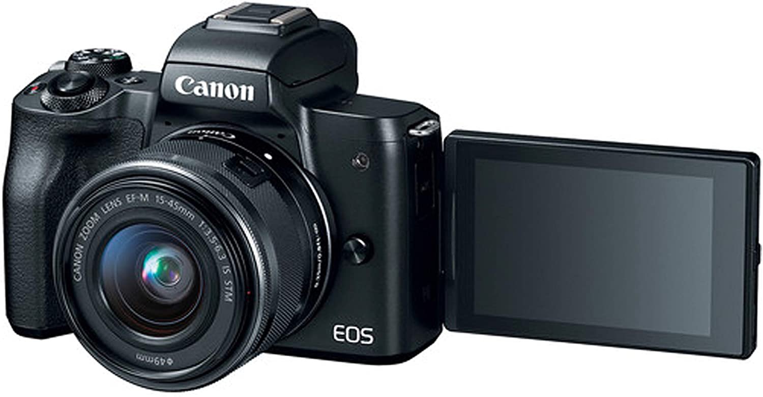 Canon EOS M50 Mirrorless Digital Camera Video Kit with 15-45mm Zoom Lens + Shot-Gun Microphone + LED Always on Light+ 128GB Card, Gripod, Case, and More 18pc Video Bundle - image 5 of 8