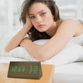 thumbnail image 2 of Binwennn New Temperature And Humidity Multifunctional Silent Alarm Clock LED Wooden Clock Student Electronic Clock Bedside Desk Multifunctional Alarm Clock White Letter Model Kid Cook Bathroom Timer 2, 2 of 4