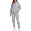 thumbnail image 2 of Lumtrix Two Piece Sweatsuits Hoodies For Women Pullover Oversized Hoodie Set Tracksuit Long Sleeve Tops Sweatpants with Pockets Light Gray XL, 2 of 6