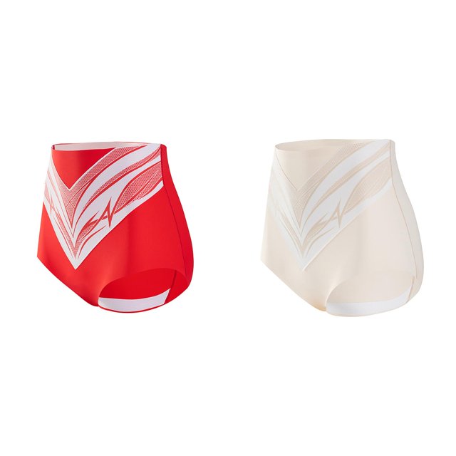 2 Pack(Red 1PCS & Beige 1PCS) Multipack Cotton Panties Bikini Liquid Double Layer Compression Control Underwear for Women Belly Compression Pants