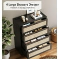 thumbnail image 6 of Must-Have Items Modern Black 5-Drawer Rattan Dresser with Charging Station | Functional Wooden Storage Solution for Bedroom, Living Room, or Hallway, 6 of 8