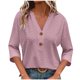 thumbnail image 3 of Tops sin mangas,Camiseta informal de mujer con cuello en V y manga 3/4, blusa de poliéster, corte suave y cómodo, para uso diario, sopatenor, 3 of 9