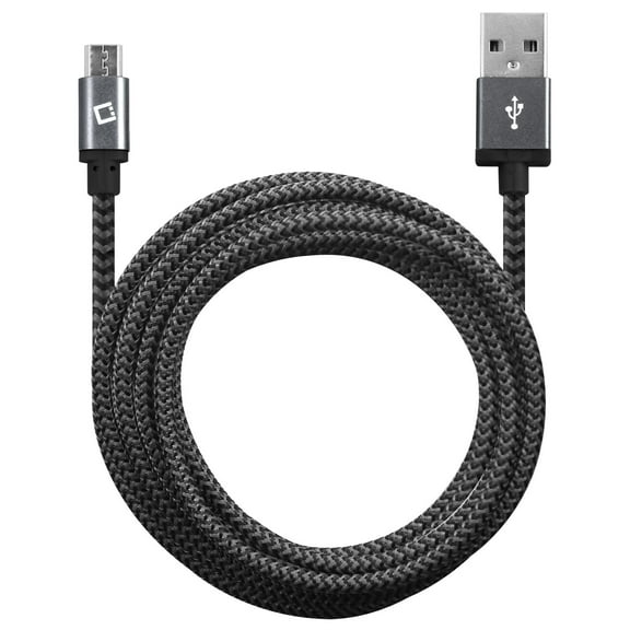 Cellet Heavy Duty Braided USB-A to Micro USB Cable [9 feet/2.7 meters] and Atom Cloth for Motorola Moto e5 Supra
