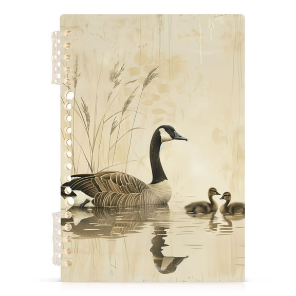 Elegant Goose with Goslings Swimming Notebooks 1-subject Journal 60 Sheets A5 College Ruled Paper Detachable Ring 8.3"x5.7"