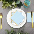 thumbnail image 3 of 100 Pack 2 Ply Cocktail Napkins Paper Gold Foil Trim Edge Beverage Dessert Disposable Paper Napkins Dinner Baby Shower Wedding Birthday Party Tableware Decorations, 5 x 5 Inches(Light Blue), 3 of 12