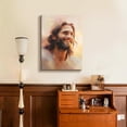 thumbnail image 2 of XUFX Smile Jesus Wall Art Jesus Loves Me Canvas Wall Decor Christian Picture Poster Christianity Watercolor of Jesus Gift God Painting Print CatholicArtwork Framed&nbsp;8x10inch, 2 of 5