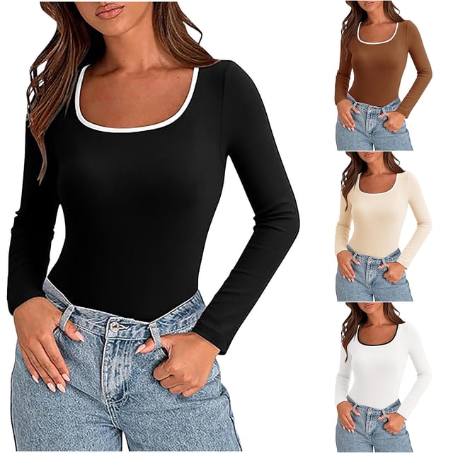 Fall Shirts Women,Tunic Tops For Women Long Sleeve For Fall,Long Sleeve Shirts For Women V Neck,Basic Shirts Women Long Sleeve,Womens Long Sleeve Pullover Round Neck Solid Color Pullover Tops Shirts