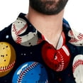 thumbnail image 5 of Baseball Men's Short Sleeve Hawaiian Shirt, Casual Printed Button Down Beach Tops for Summer, Spread Collar Mens Shirts Unisex, 5 of 6