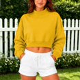 thumbnail image 5 of Womens Mock Neck Sweatshirts Long Sleeve Loose Fit Cropped Shirts Casual Soft Trendy Shirts Basic Tees Cute Y2K Fashion Pullover Top Tunics 2026 Fall Outfits women's clothing Yellow XXL, 5 of 9