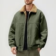 thumbnail image 2 of Corduroy Lined Jacket Winter Warm Fleece Collar Casual Outerwear Coats For Daily Street Style Comfort-Green-L, 2 of 6