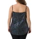 thumbnail image 3 of Tops sin mangas de lentejuelas de talla grande para mujeres, camiseta de bronceado con escote en V, chaleco 2X negro púrpura, 3 of 6