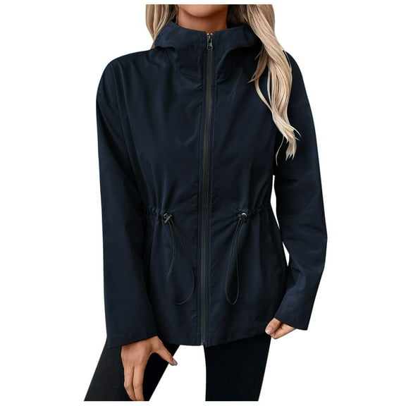 Women's Lightweight Anorak Jacket with Hood and Zippered Pockets for Outdoor Activities