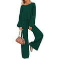 thumbnail image 2 of Fashnice Ensembles de Survêtements pour Femmes Col Rond Ensemble de Jogging à Manches Longues Coupe Ample Haut Court Pantalon Grand Vert Foncé L, 2 of 3