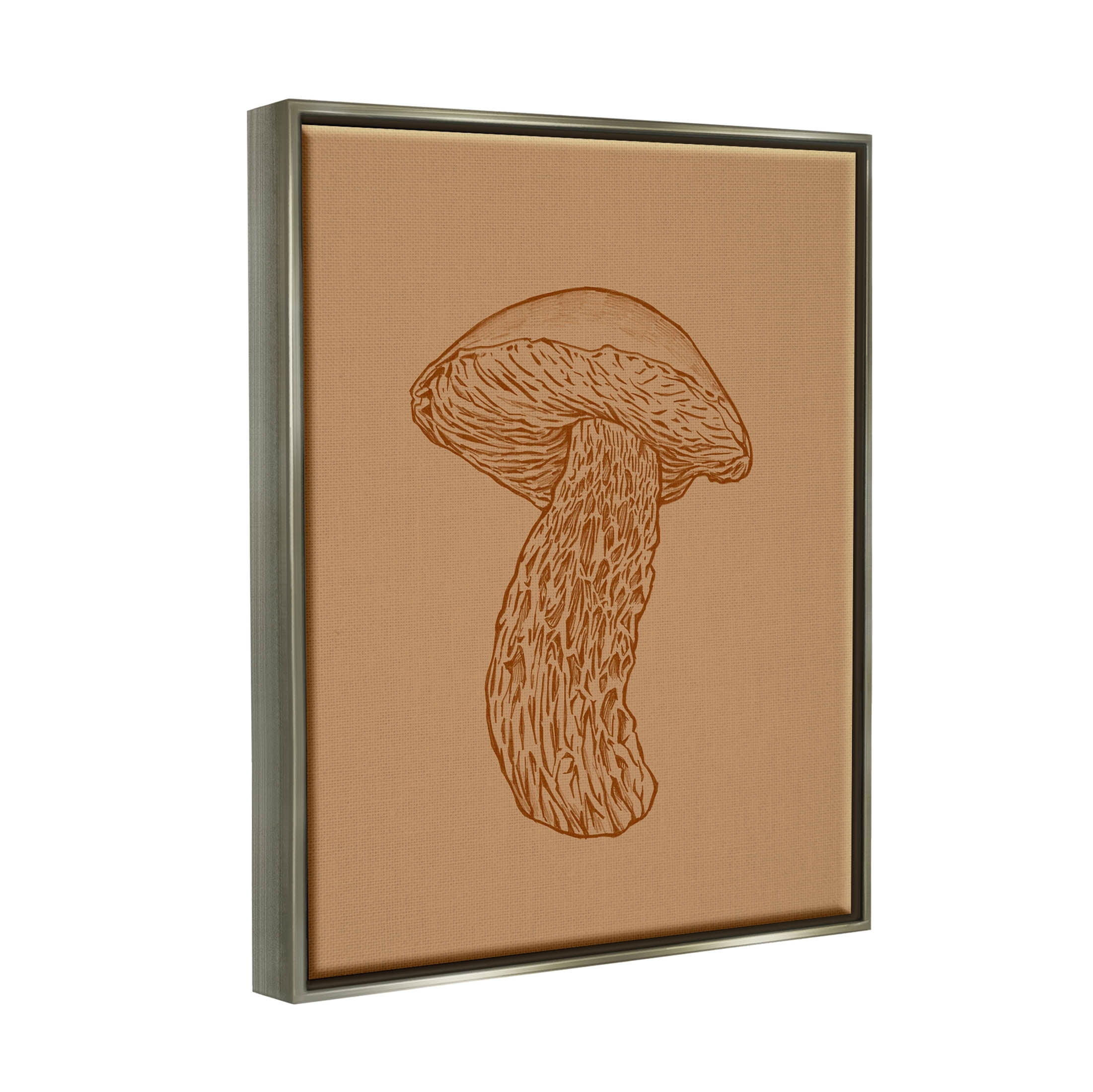 Stupell Industries Intricate Mushroom Nature Study Graphic Art Luster Gray Floating Framed Canvas Print Wall Art, Design by Ziwei Li