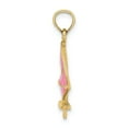 thumbnail image 2 of 14K Yellow Gold Polished Pink Enameled Finished Windsail Surf Board Charm Pendant, 2 of 3