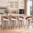 thumbnail image 6 of LEGAHOME Swivel Bar Stools Set of 2, 25” Upholstered Counter Height Stools with Low Back and Round Footrest, Mid-Century Barstools with Wooden Legs for Kitchen, Bar, Walnut + Beige, 6 of 6